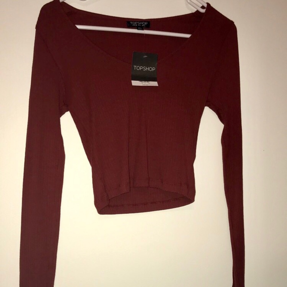 Long sleeve top from TopShop. Burgundy/maroon.New
